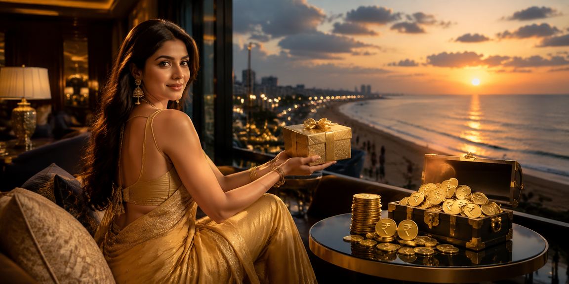 Live casino player using mobile phone at Chennai marina beach