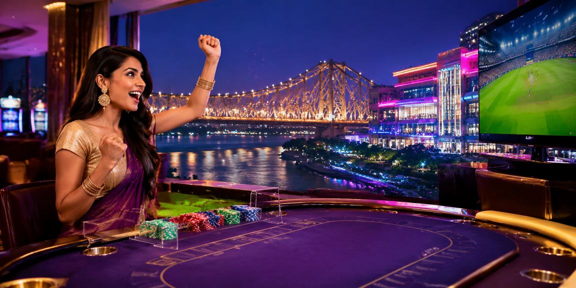 Glowing neon baccarat table in Kolkata casinos